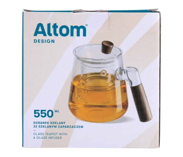 Altom Dzbanek szklany z zaparzaczem 550 ml drewniana rączka - 1611187 - zdjęcie 2